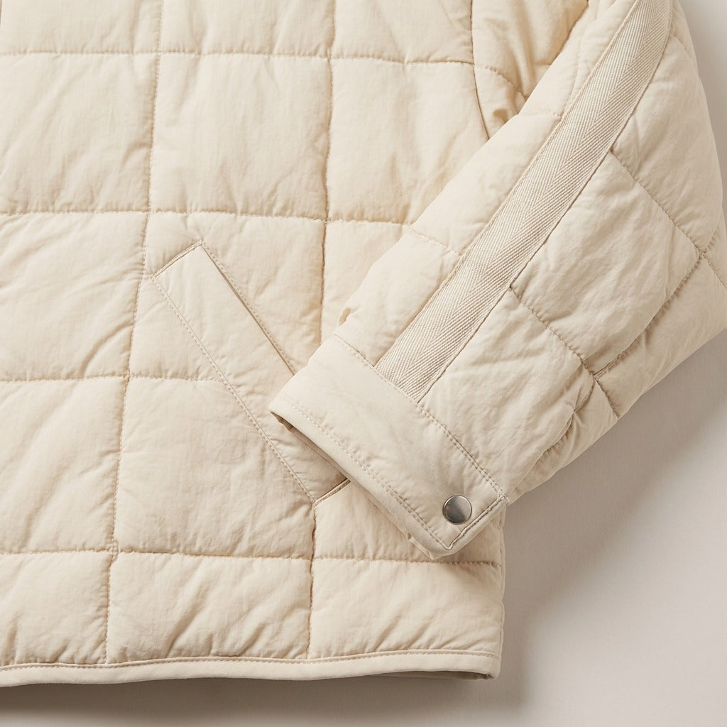 Mirabel Oversized Quilted Zip-Up Jacket with Stand Collar — Cream, view 4